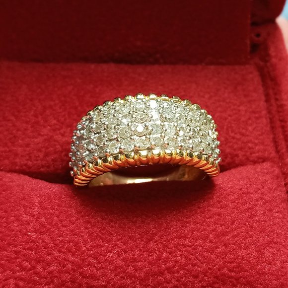 (SOLD) 14K Two-tone Diamond Paved Ring, Size 4.75 - Picture 2 of 9